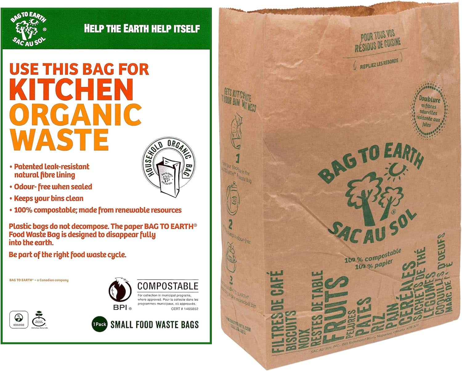 best compost bags Canada dont leak - Bag to Earth 3 gallon compostable food waste bags