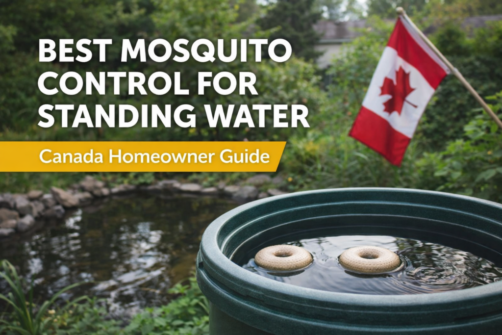 Best mosquito control for standing water in backyard rain barrels and ponds during spring snow melt