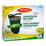 BIOSAK 24 x 30 green bin liner roll, 50 count