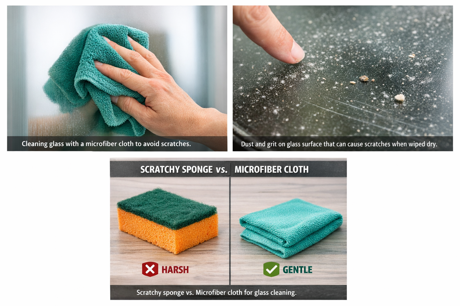 How to clean glass without scratching using a clean microfiber cloth