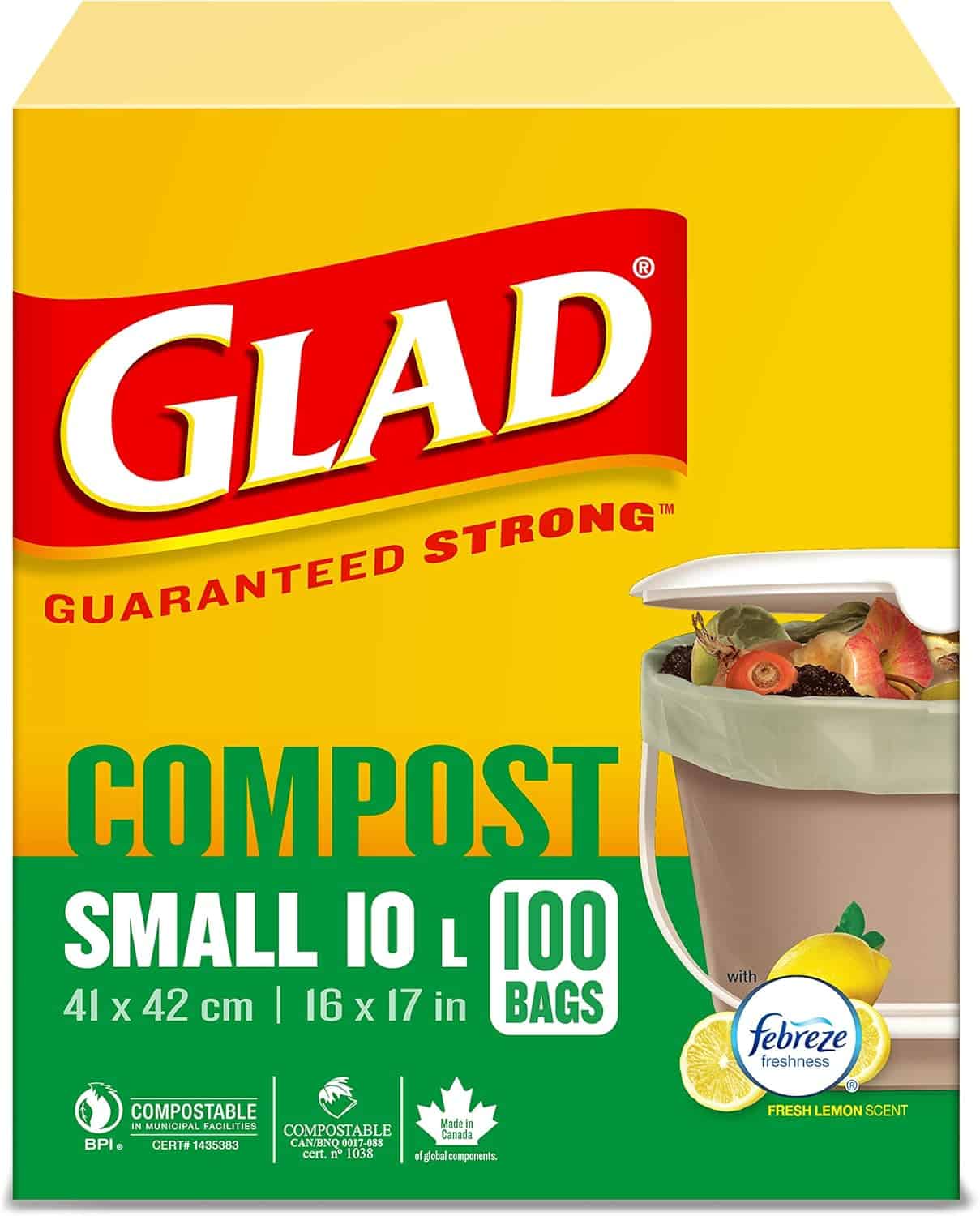 best compost bags Canada dont leak - Glad 10 litre compostable bags