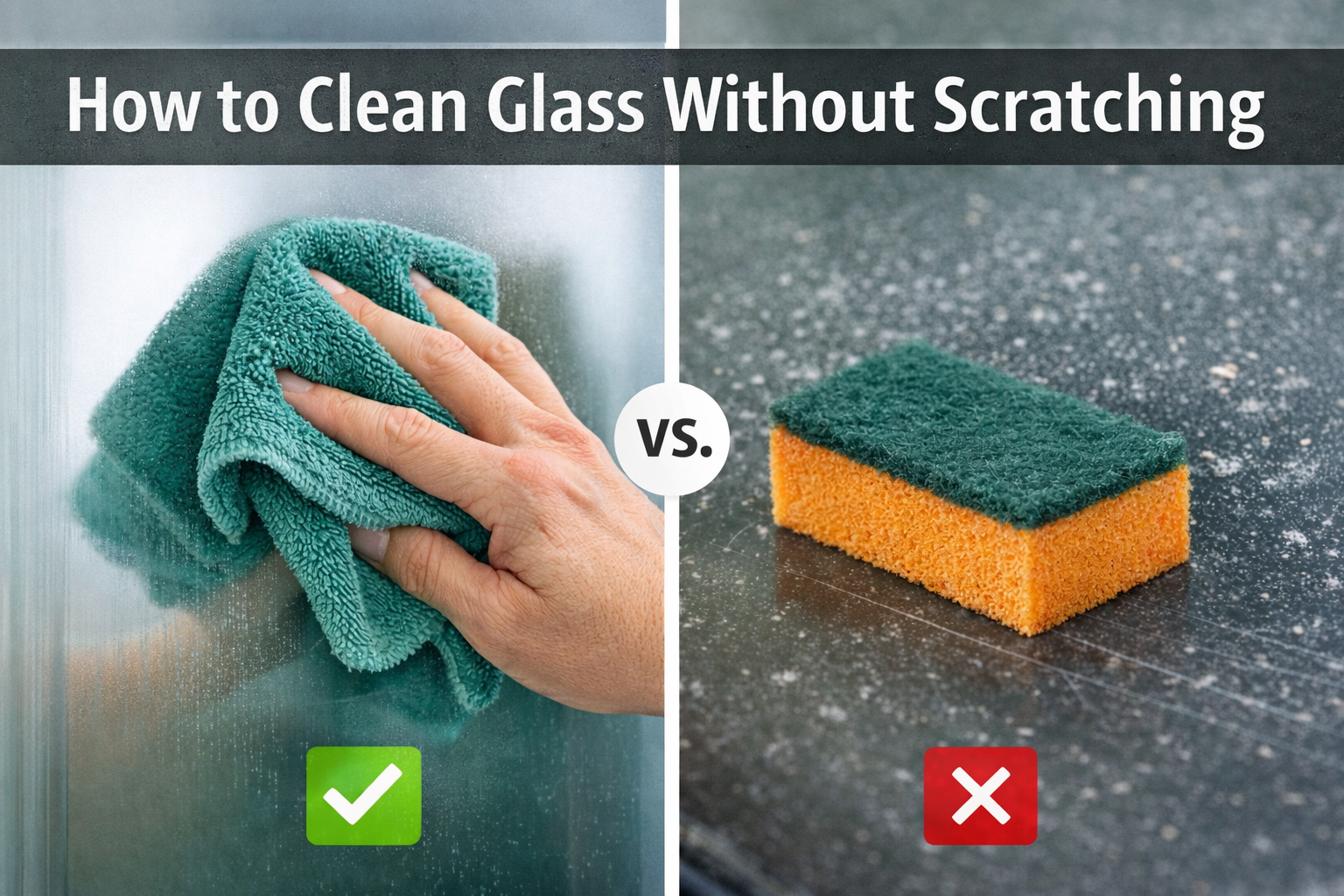 How to clean glass without scratching comparison microfiber cloth vs rough sponge