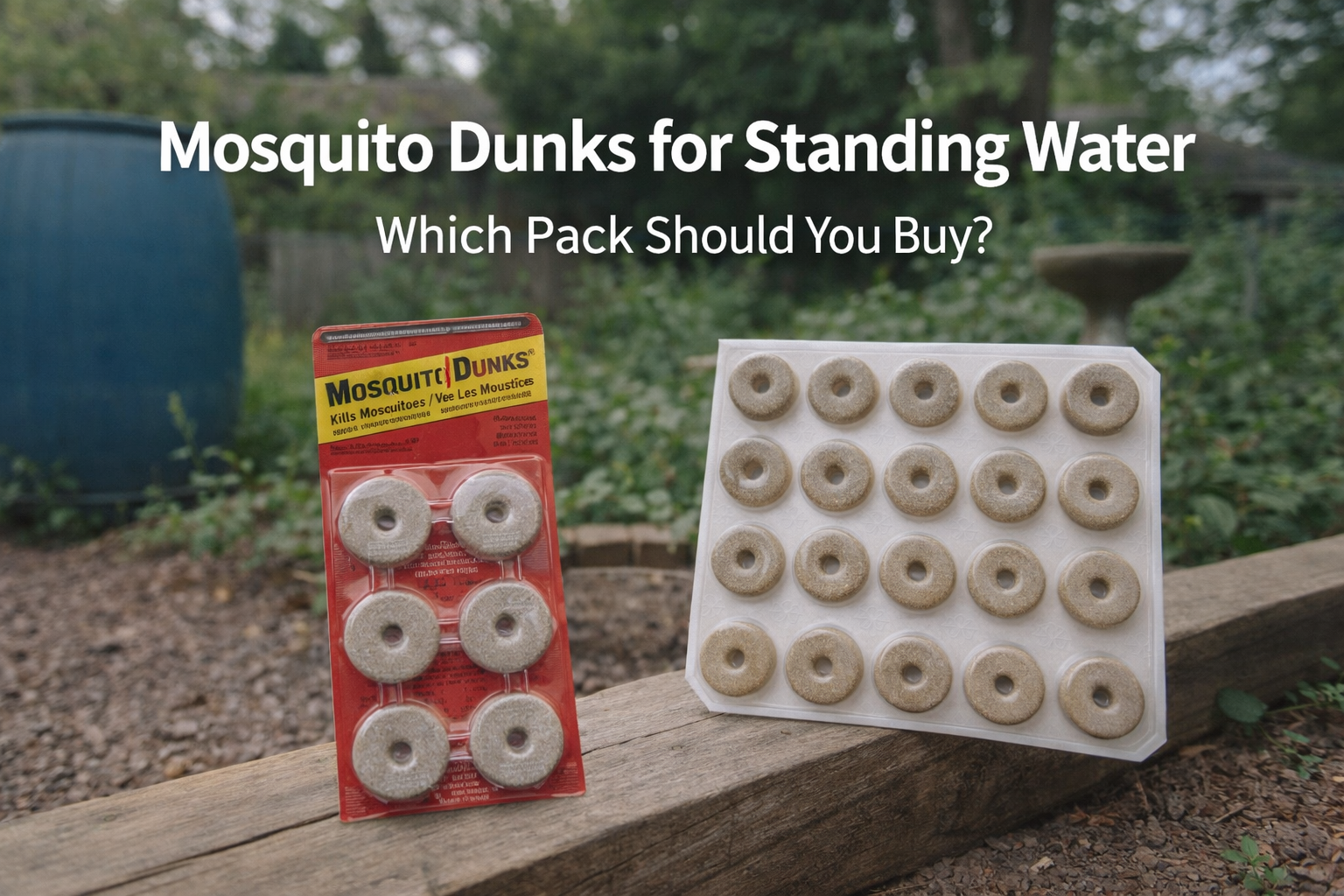 Mosquito Dunks for standing water 6 pack vs 20 pack comparison for backyard mosquito control