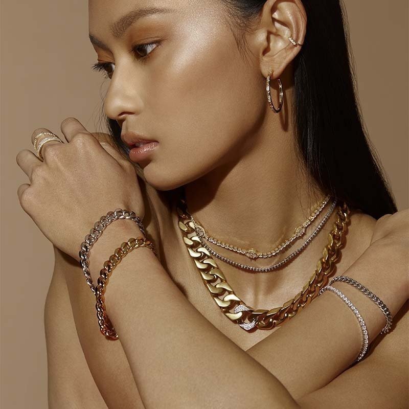 Layered Emma faceted hoop earrings