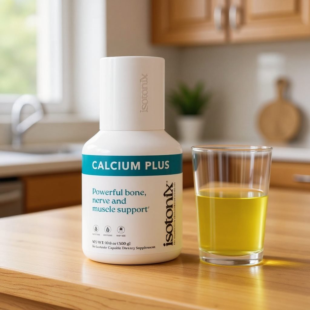 Isotonix Calcium Plus bottle on a kitchen counter