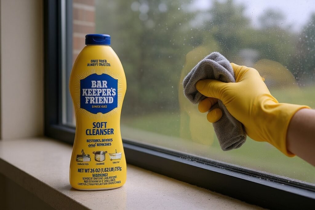 Wiping glass clean with a microfiber cloth