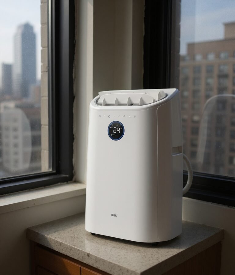 Portable AC venting hose through a narrow condo window kit