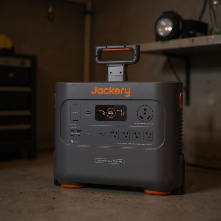 Jackery Explorer 2000 v2 vs 3000 Pro: 2026 Comparison 2 Jackery Explorer 3000 Pro power station in a garage utility area