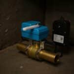 Frizzlife LP365 Smart Water Monitor Review (2026) 5 YoLink valve operator clamped onto a ball valve