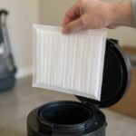 HEPA anti-allergenic central vacuum filter bag being installed
