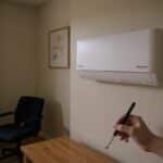 Pioneer Diamante indoor mini-split unit mounted on the wall of a home office