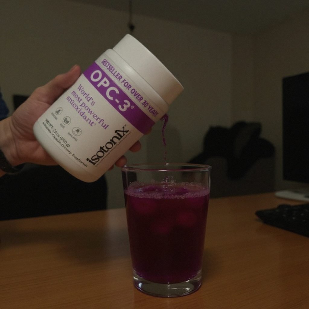 Isotonix OPC-3 bottle, candid kitchen shot