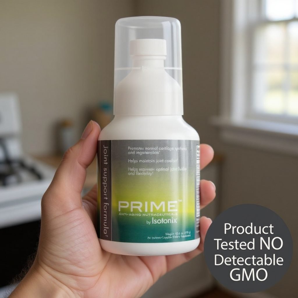 Hand holding a bottle of Prime Joint Support Formula