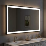 LOAAO 72x36 LED bathroom mirror with matte black aluminum frame